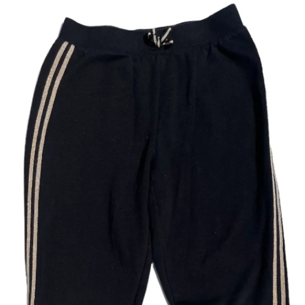 Girls Black & Gold Striped Sweatpants (XL-14)